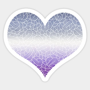 Ombré butch lesbian colours and white swirls doodles heart Sticker